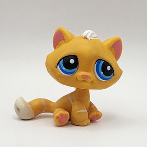 KITTEN CAT #349 Authentic 2006 Littlest Pet Shop Yellow Tabby BONBON Hasbro LPS